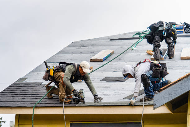 Professional Gutter Installation technician working in Richford, NY